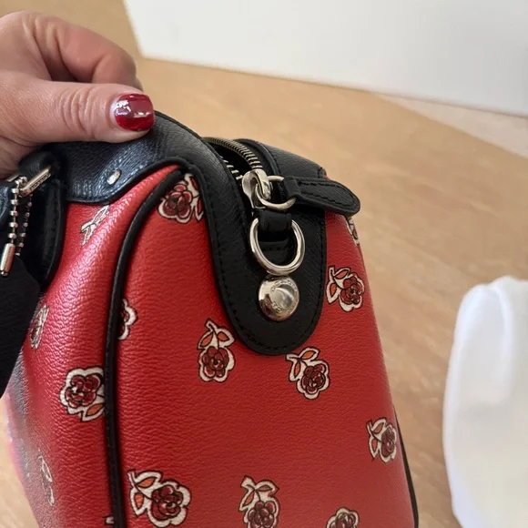 Coach Mini Bennett Satchel Black Leather Floral Boston Bag NWOT Authentic - Picture 13 of 13